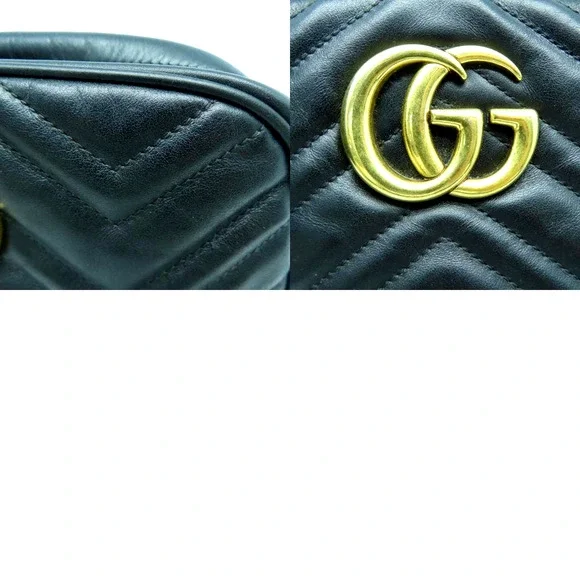 💎✨BEAUTIFUL✨💎 Gucci GG Marmont Chain Crossbody  Leather Black Shoulder Bag - Picture 9 of 14